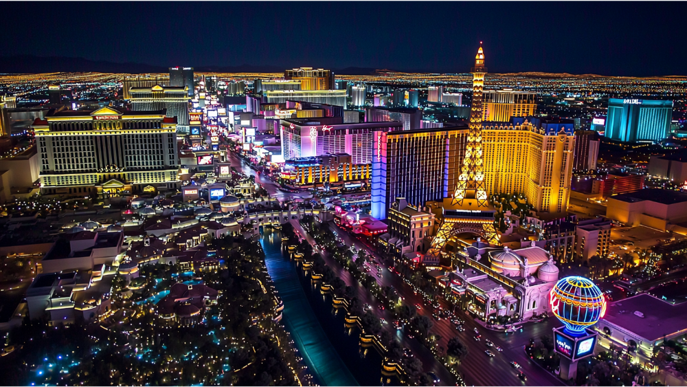 A drone shot of Las Vegas, Nevada