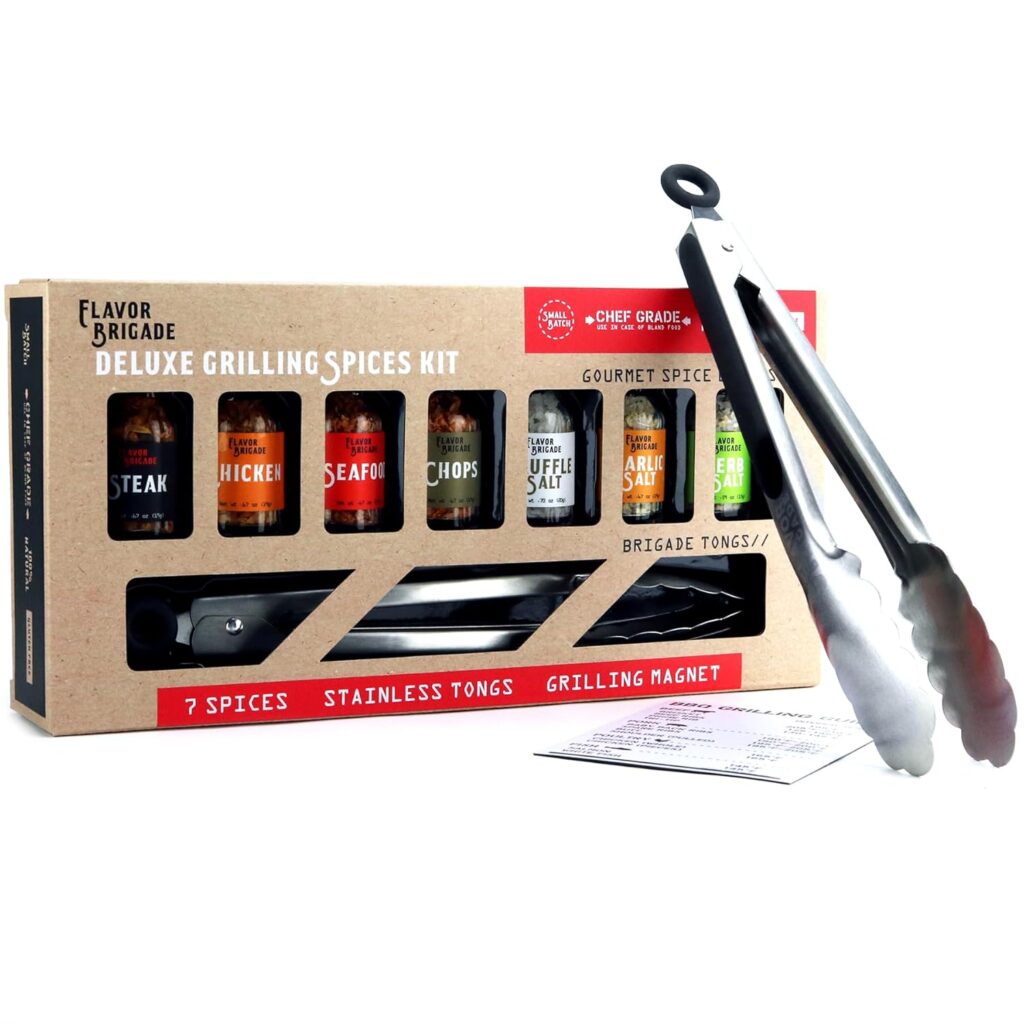 Deluxe Grilling Gift for Men – BBQ Accessories – Gourmet Spice Blends & Seasonings, Tongs, BBQ Magnet, Meat Rubs, Unique Gift for Dad, Son, Brother, Father in Law, Cooking Chefs, Guys, 17 Piece Set