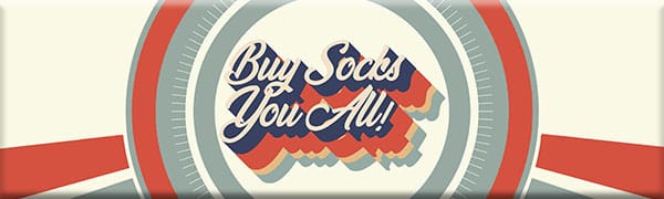 Image featuring the logo Buy Socks You All in multiple circles with lines coming out from bottom