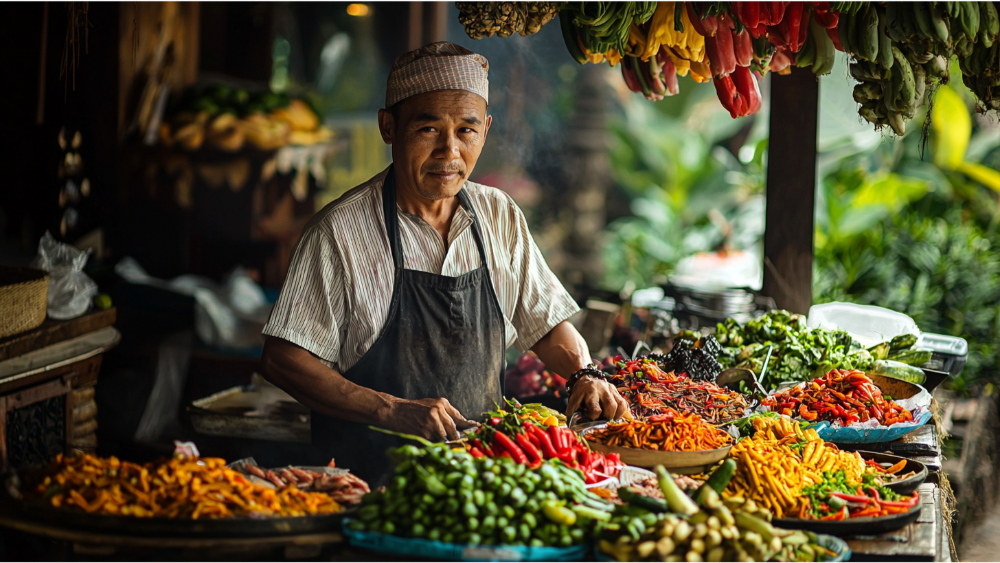 A man selling items in Bali