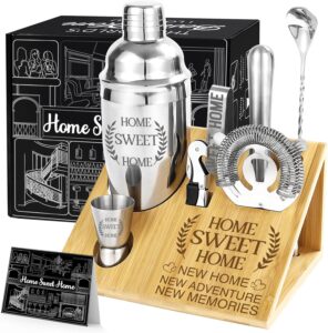 House Warming Gifts New Home, Housewarming Gifts for New House, Best Housewarming Present 2025, Apartment Warming Present Sweet Home Cocktail Shaker Set with Stand