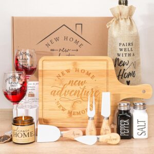 House Warming Gifts New Home,Best New Home Housewarming Gift Ideas 2025,Realtors Closing Gift for Home Buyers,Housewarming Serving Board Wine Glasses Gifts for Women Men Couples