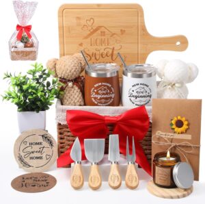 House Warming Gifts Basket 21 Pieces Housewarming Gift for New Apartment Closing Gifts for Buyers Couples Women Men New Homeowners Gift Ideas Set(Camel)