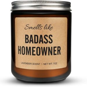 Funny Housewarming Gifts for New Home, House Warming Gifts for Women, Men, Couple – Lavender Scented Soy Wax Candle, Relaxing Aromatherapy Candle for Bedroom, Bathroom, Yoga, Spa, and Meditation