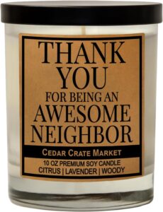 Housewarming Gifts New Home for Women, Men Couples 2025 – Thanks for Being an Awesome Neighbor, Funny House Warming Candle Present Ideas for New Apartment, Birthday, Moving, 100% Soy Wax, Made in USA