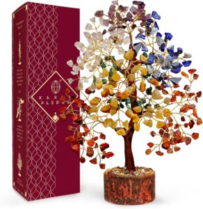 Crystal Tree of Life 7 Chakra Healing Crystal Trees for Home Decor, Office Desk Decor, Living Room Decor, Handmade Bonsai Trees for Positive Energy, Money, Good Luck Birthday Gifts for Women, Mom