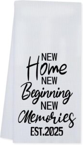 Kitchen Towels Housewarming Gifts for Friends,New Home New Memories Kitchen Tea Towels Gifts for Homeowners (24 x 16 in)