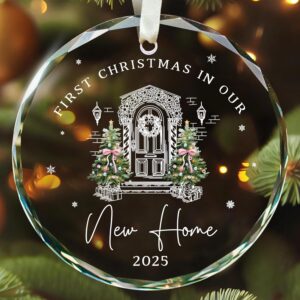 New Home Ornament 2025 – House Warming Gifts New Home – Housewarming Gifts for First House, Housewarming Gift Ideas for Couple – Home Ornaments for Newhouse Owners, Women – Glass Ornament