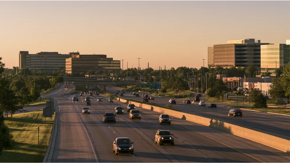 Troy Michigan commuters traveling near I-75 toward Detroit and the Metro Detroit area