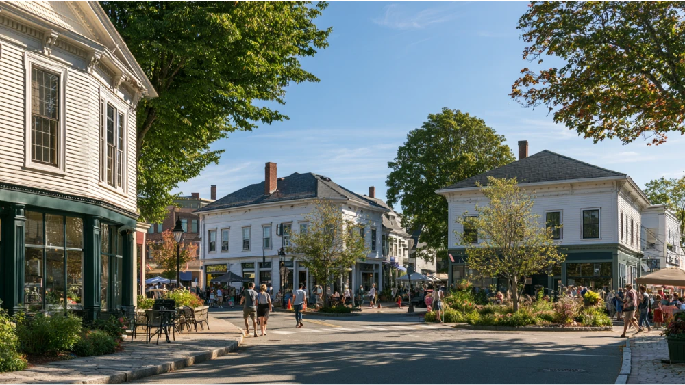 Franklin Massachusetts historic downtown with the Franklin Historical Museum, local shops, restaurants, and community activity