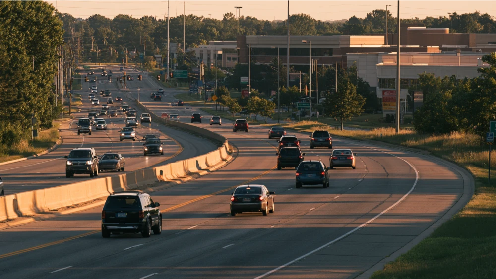 Novi Michigan commuters traveling through major highways and suburban roads