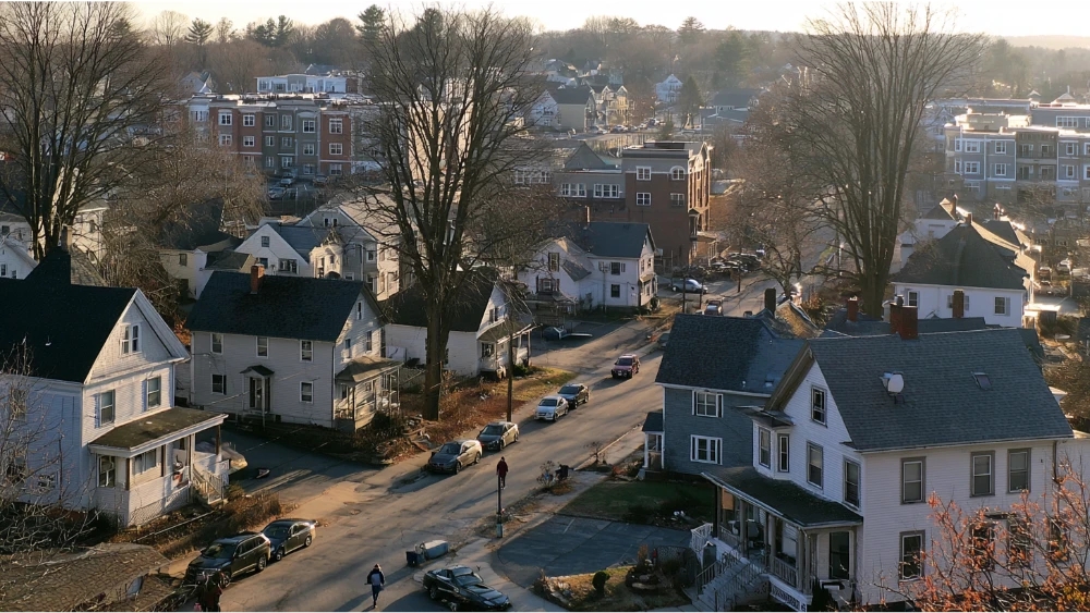 Residential neighborhood in Marlborough Massachusetts with historic homes and suburban housing
