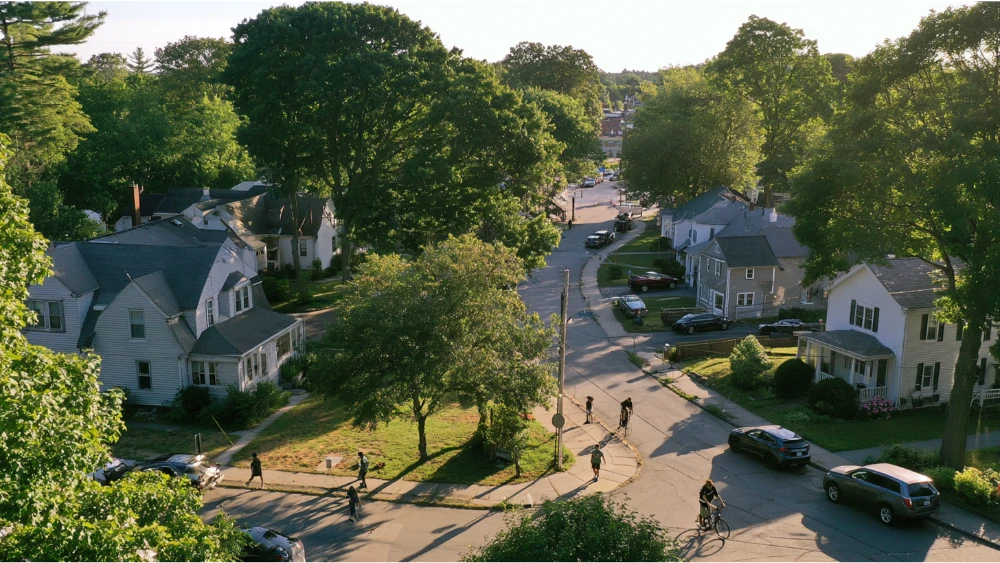 Franklin Massachusetts residential streets and downtown area showing everyday suburban life