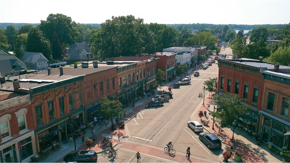 Everyday downtown and residential life in Holland Michigan near Lake Macatawa