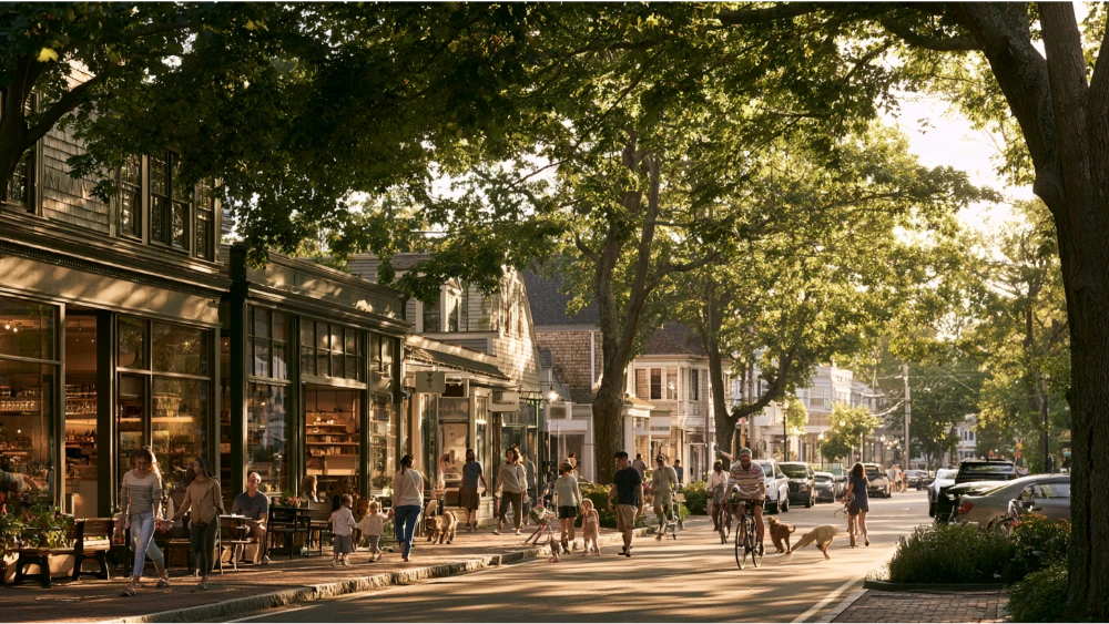 Newton Massachusetts residential community with tree-lined streets, historic homes, local residents, and Boston-area suburban character.