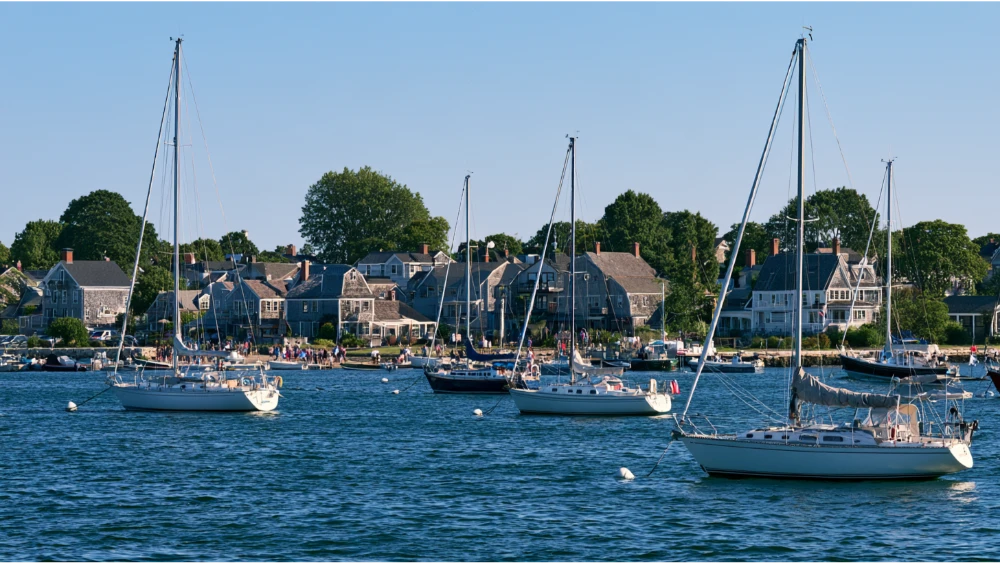 Plymouth Massachusetts waterfront and historic town center with coastal New England character
