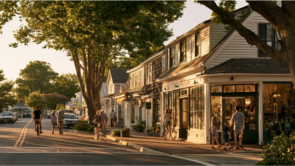 Everyday community life in Stevensville Maryland with residents, local streets, and Chesapeake Bay surroundings.