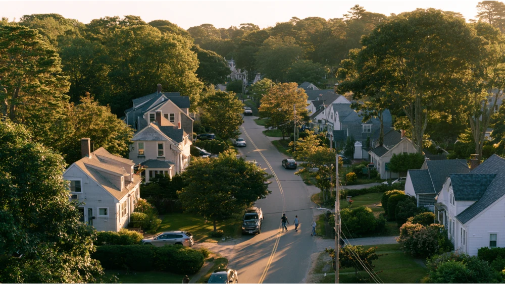 Residential neighborhood in Plymouth Massachusetts with coastal homes and New England streets