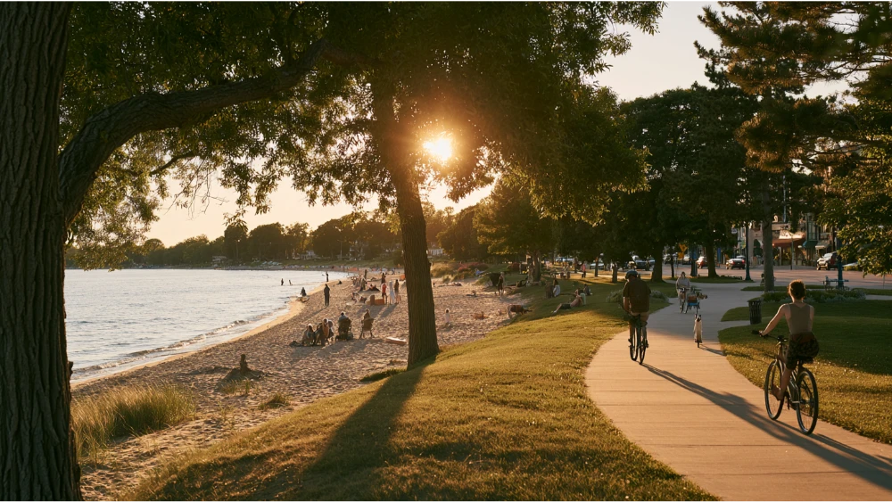 Holland Michigan restaurants, parks, Lake Michigan beach, and outdoor community life