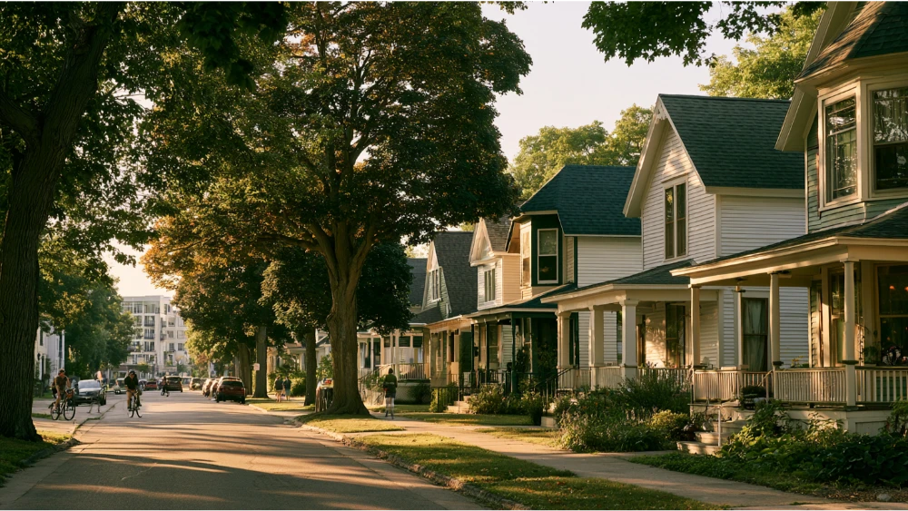 Everyday residential and downtown life in Traverse City Michigan near Grand Traverse Bay