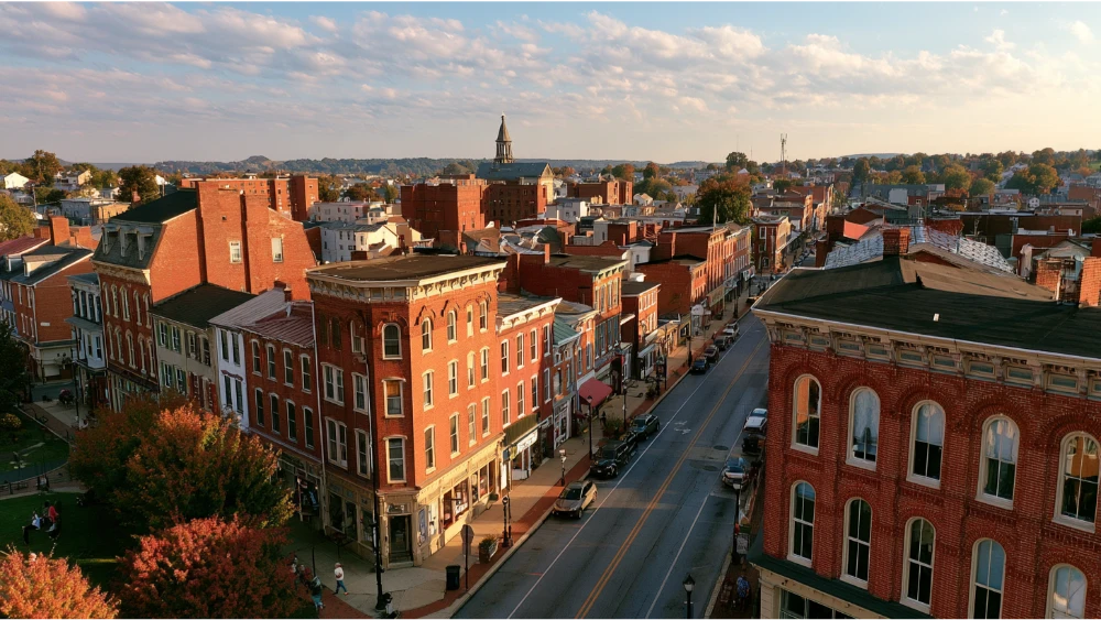 York, Pennsylvania, historic downtown streets with traditional brick buildings, local businesses, and a welcoming small-city atmosphere.