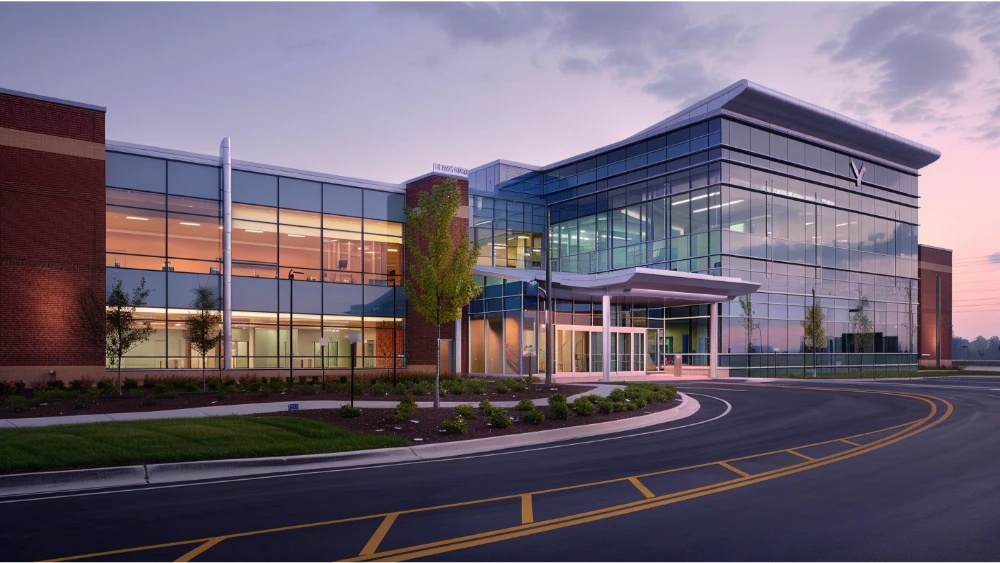 Exterior of a modern hospital building in O’Fallon area, representing local health care access.