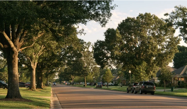 Gluckstadt Road and surrounding suburban development in Gluckstadt, Mississippi
