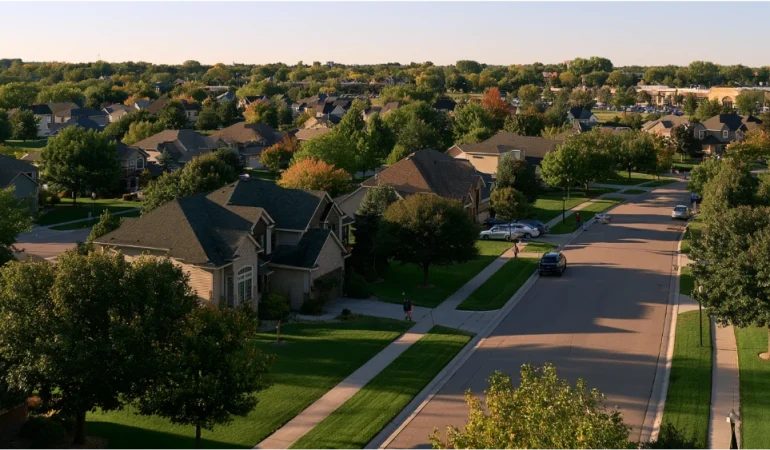 Maple Grove Minnesota suburban streets and commercial development in the northwest Twin Cities metro area