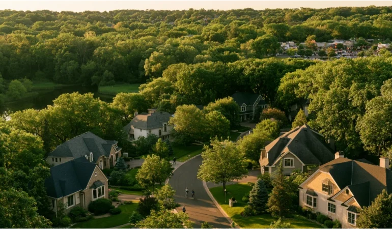 Minnetonka Minnesota wooded neighborhoods, parks, trails, and suburban life