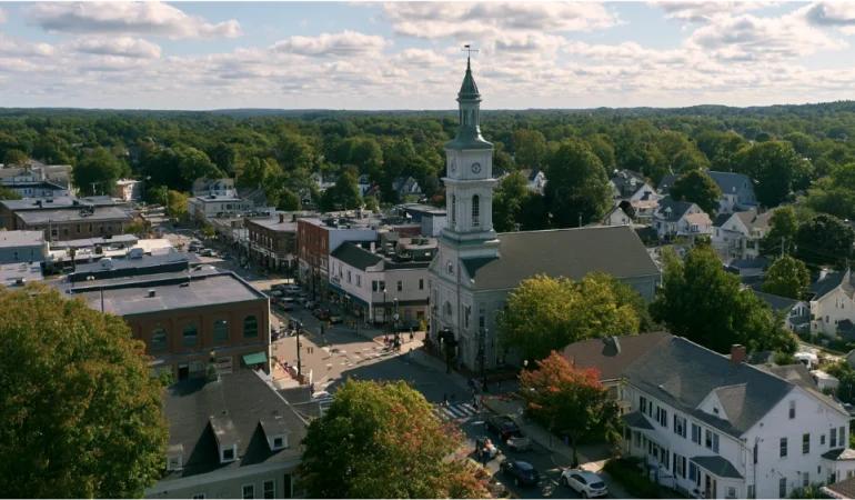 Marlborough Massachusetts downtown and suburban landscape with authentic MetroWest character