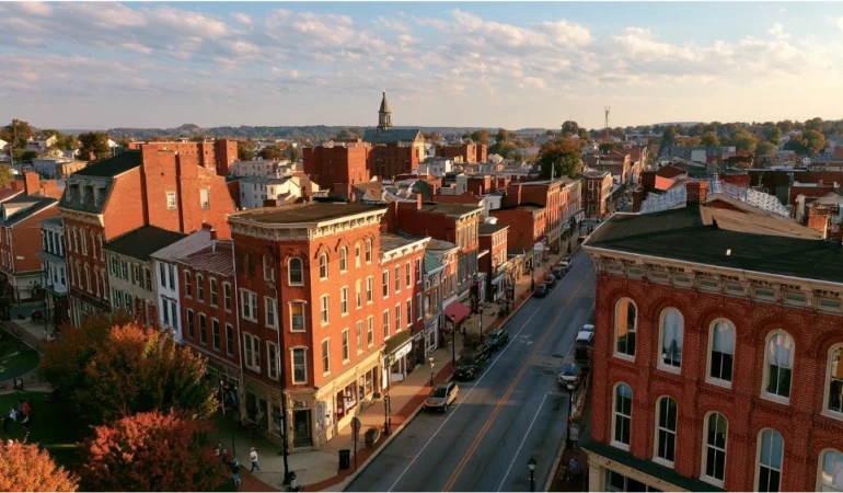 York, Pennsylvania, historic downtown streets with traditional brick buildings, local businesses, and a welcoming small-city atmosphere.
