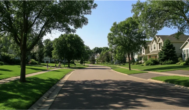 Rochester Minnesota residential neighborhoods, downtown skyline, parks, and winter landscape