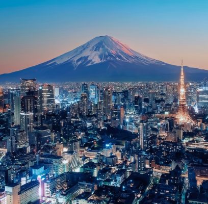 Tokyo,City,Viewed,From,High,Up,At,Sunset,,Japan