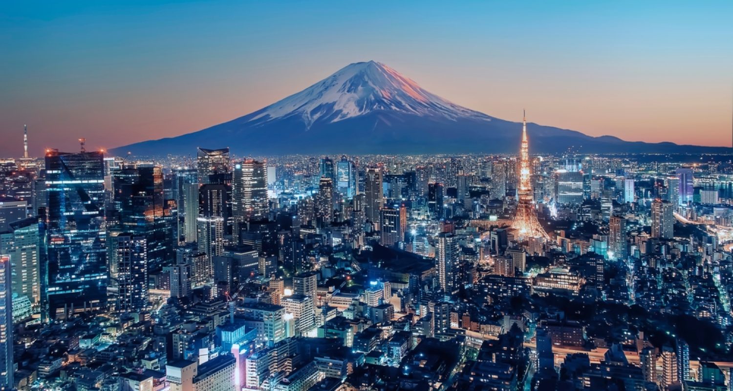 Tokyo,City,Viewed,From,High,Up,At,Sunset,,Japan