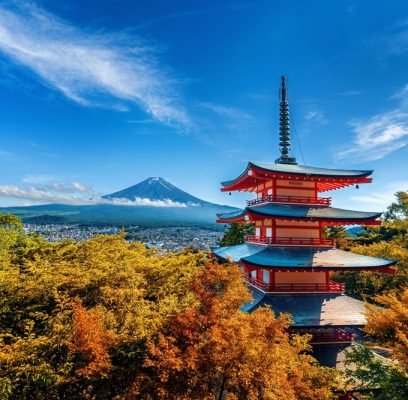 Chureito,Pagoda,And,Fuji,Mountain,In,Autumn,,Japan.